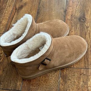 PAWZ Brown Suede Flats with Cream Lining